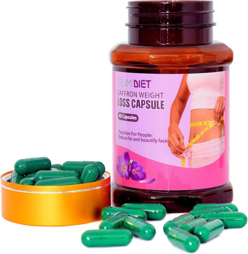 Slim Diet Saffron Weight Loss Capsule, Fitness Aid, Belly Fat Supplement, Diet Pills for body Slimming - 60 Capsules