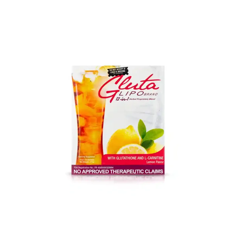 Gluta Lipo 12 in 1 Lemon Flavor Sachets 21g x 10 Sachets