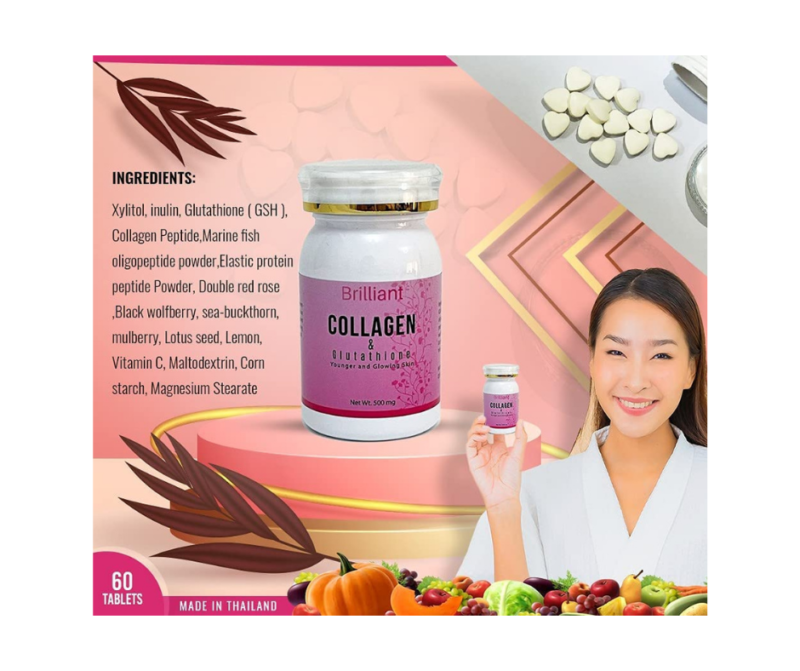 Brilliant Collagen & Glutathione for Younger and Glowing Skin, 60 Tablets