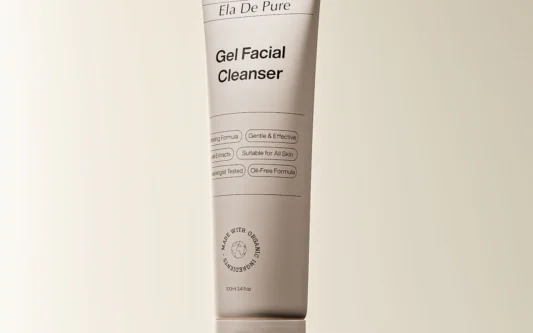 A bottle of gel facial cleanser